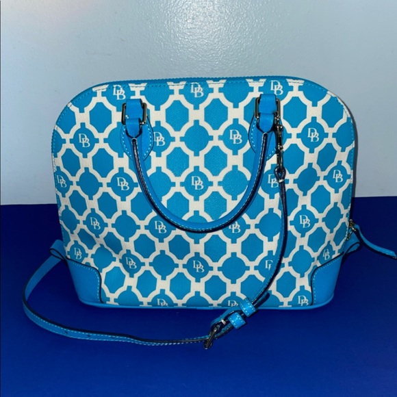 Dooney & Bourke Handbags - 🎊HPx3 💙 Dooney & Bourke DB logo blue satchel HTF EUC